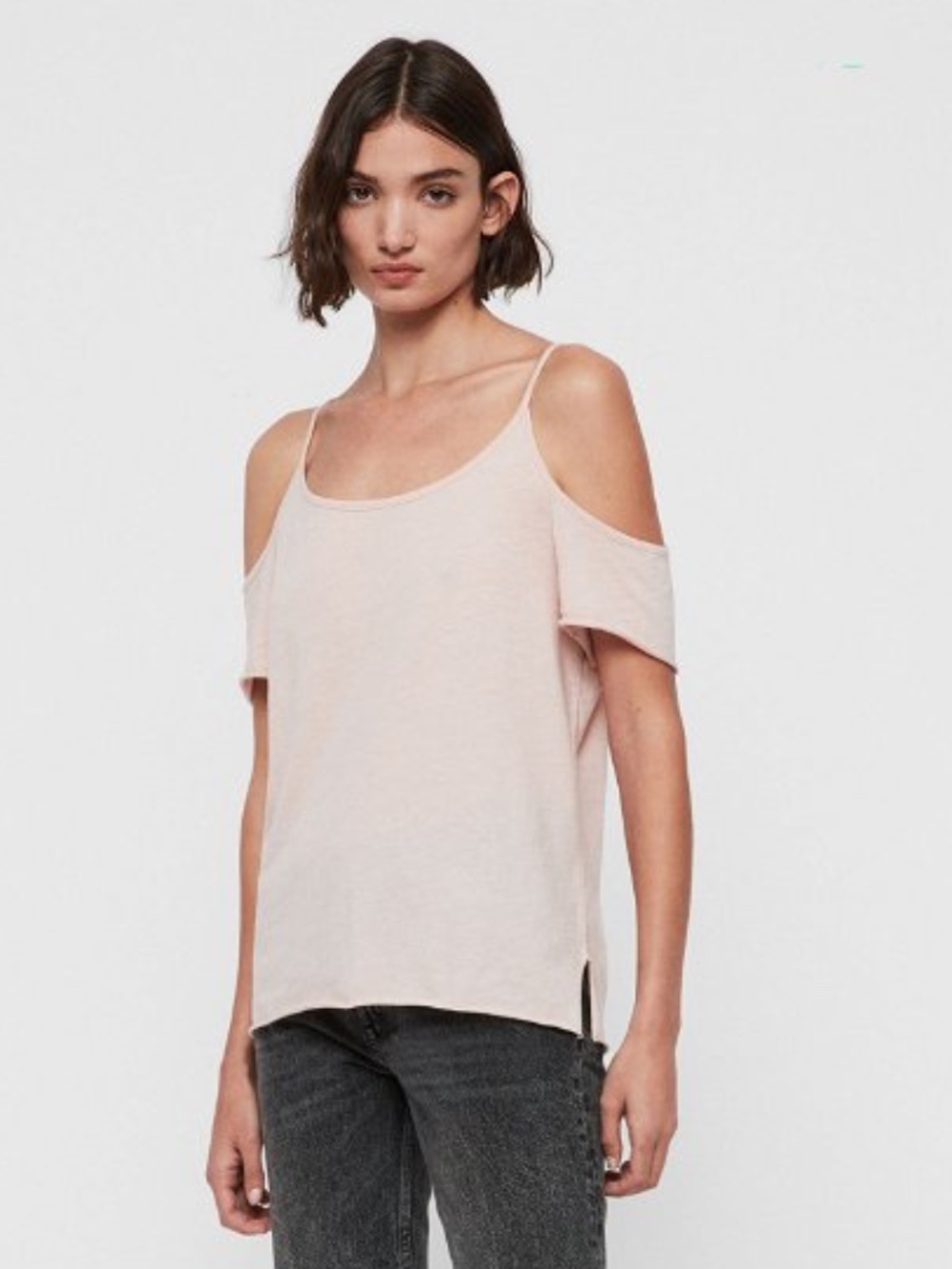 All Saints Brady Cold Shoulder T-Shirt in Rose Pink NWOT XS